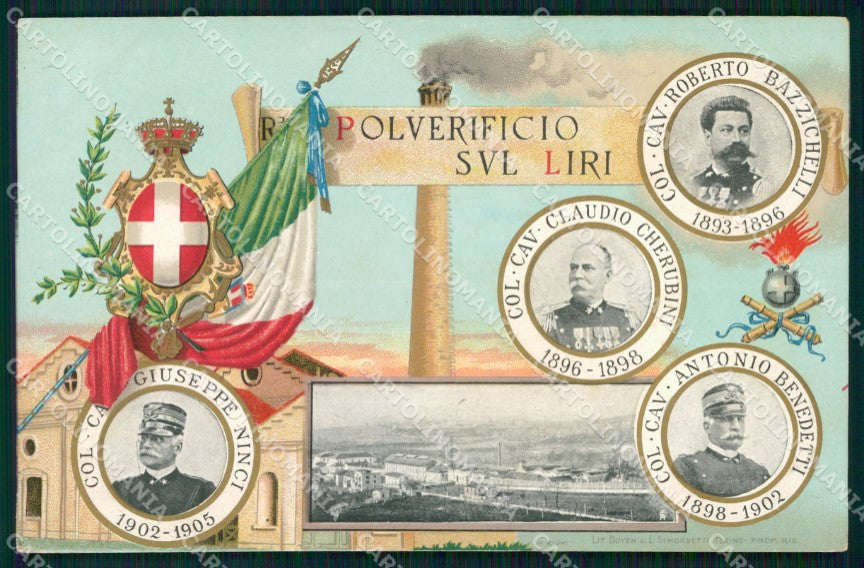 Militari Artiglieria Polverificio sul Liri Tricolore cartolina XB6432 – fronte