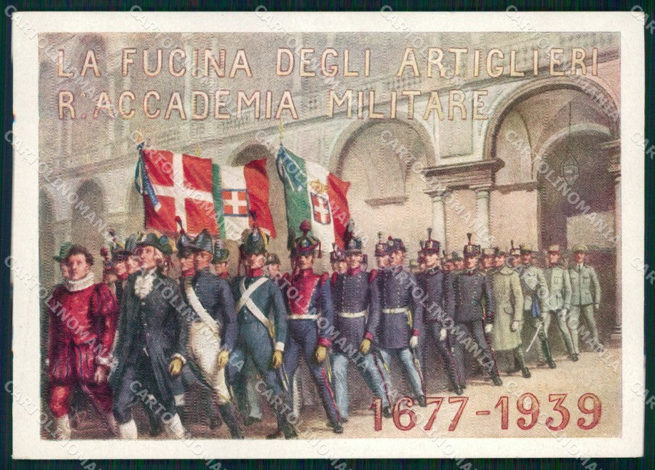 Militari Artiglieria Accademia Roma PIEGATA FG cartolina XB6434 – fronte