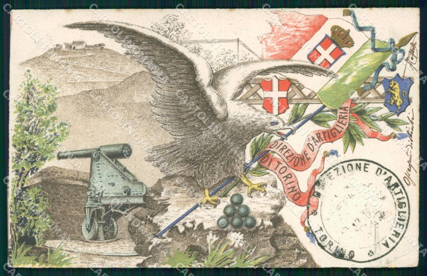 Militari Direzione Artiglieria di Torino Tricolore cartolina XB6435 – fronte