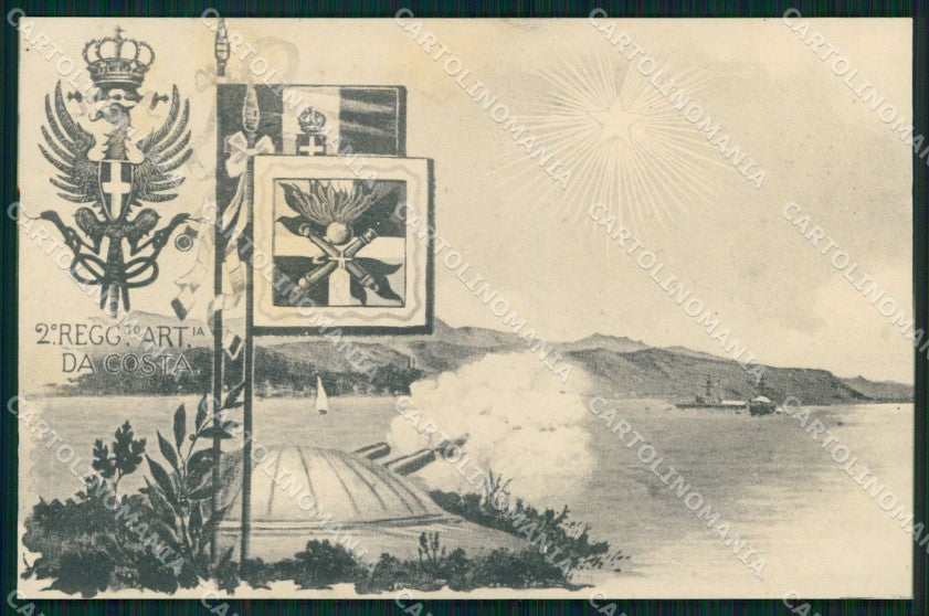 Militari 2° Reggimento Artiglieria da Costa cartolina XB6439 – fronte