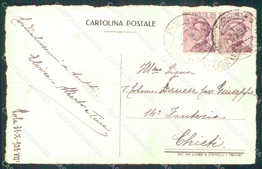 Militari 2° Reggimento Artiglieria da Costa 1928 cartolina XB6440 – retro