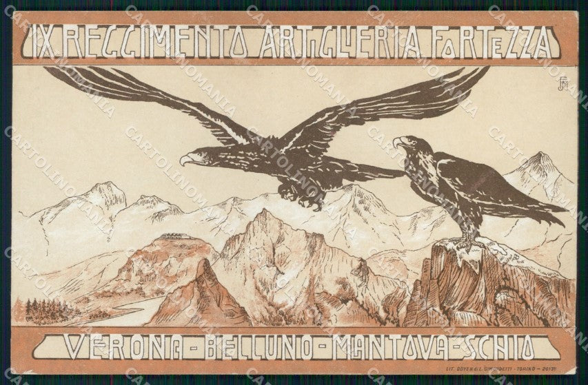 Militari 9° Reggimento Artiglieria da Fortezza Belluno Schio cartolina XB6454 – fronte