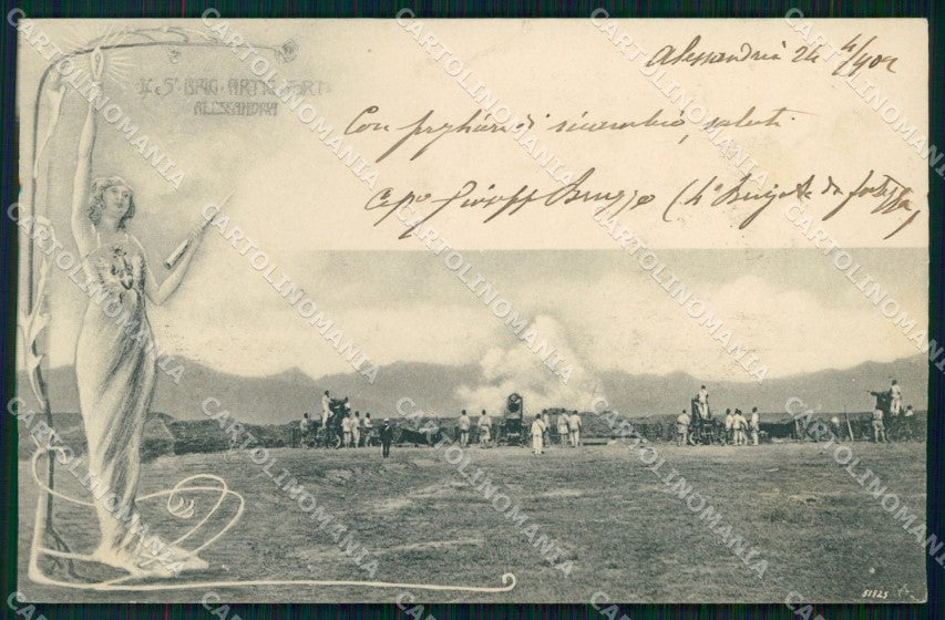 Militari 4° 5° Reggimento Artiglieria da Fortezza Alessandria cartolina XB6459 – fronte