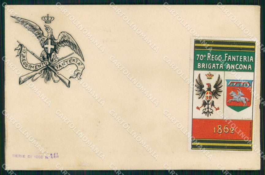 Militari 70° Reggimento Fanteria Brigata Ancona TRACCE UMIDO cartolina XB6468 – fronte