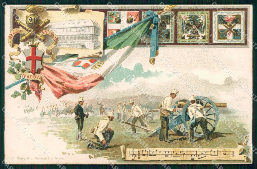Militari 20° Reggimento Artiglieria Padova Tricolore cartolina XB6476 – fronte