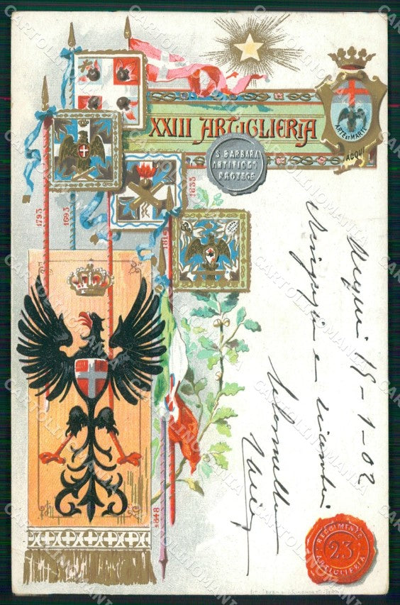 Militari 23° Reggimento Artiglieria da Campagna PIEGA cartolina XB6483 – fronte