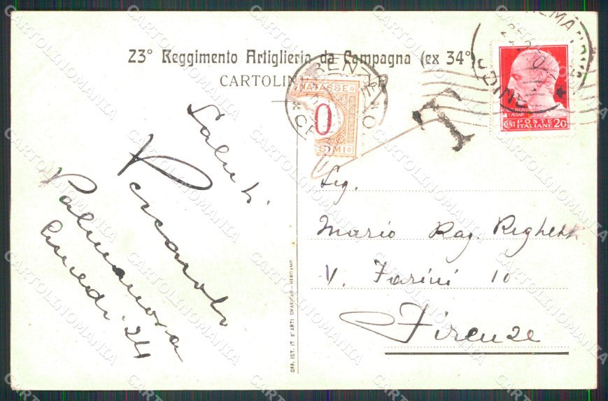 Militari 23° Reggimento Artiglieria da Campagna cartolina XB6486 – retro