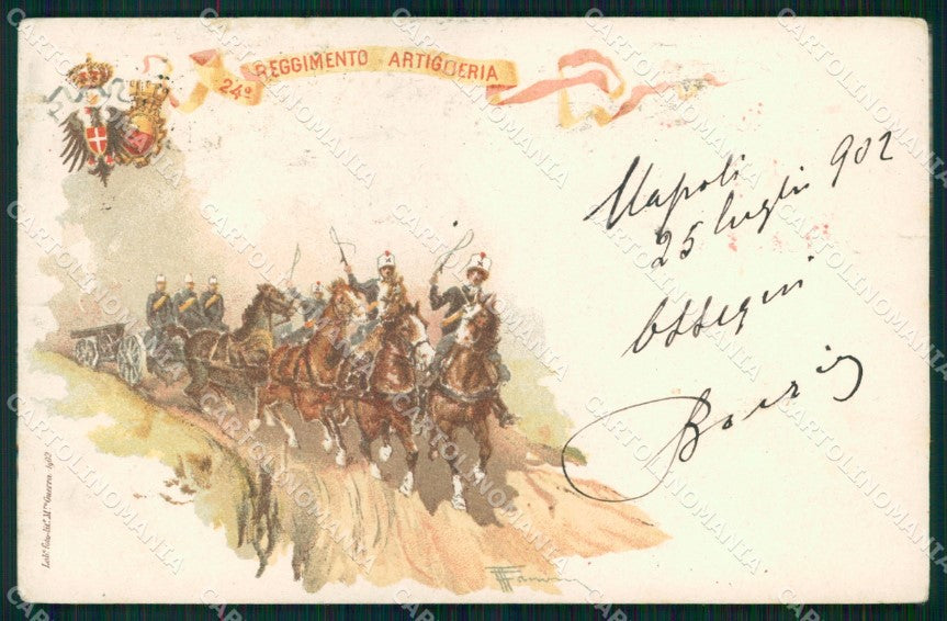 Militari 24° Reggimento Artiglieria cartolina XB6497 – fronte