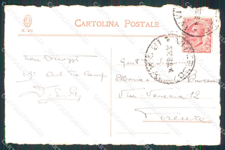 Militari 19° Reggimento Artiglieria Firenze 1918 cartolina XB6528 – retro