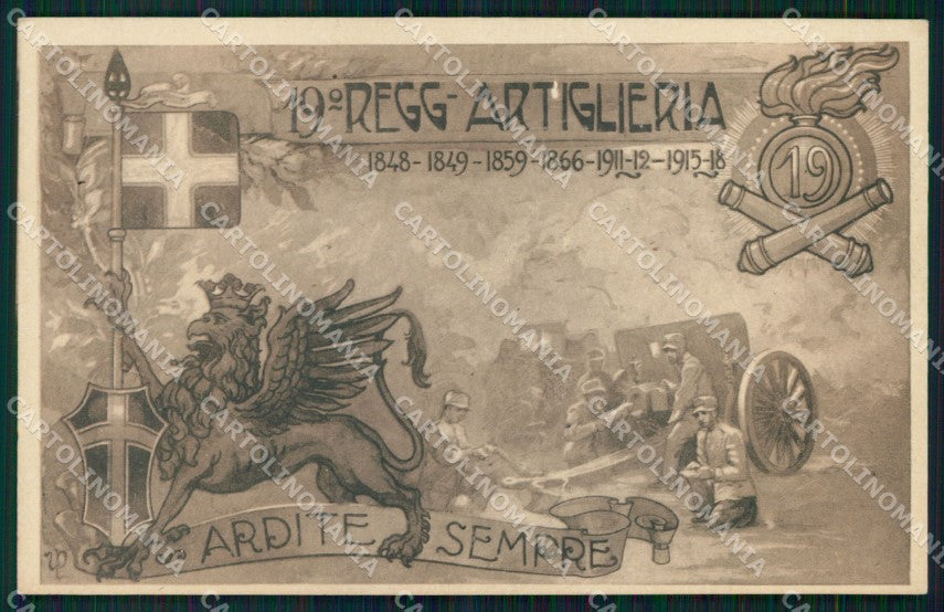 Militari 19° Reggimento Artiglieria cartolina XB6529 – fronte