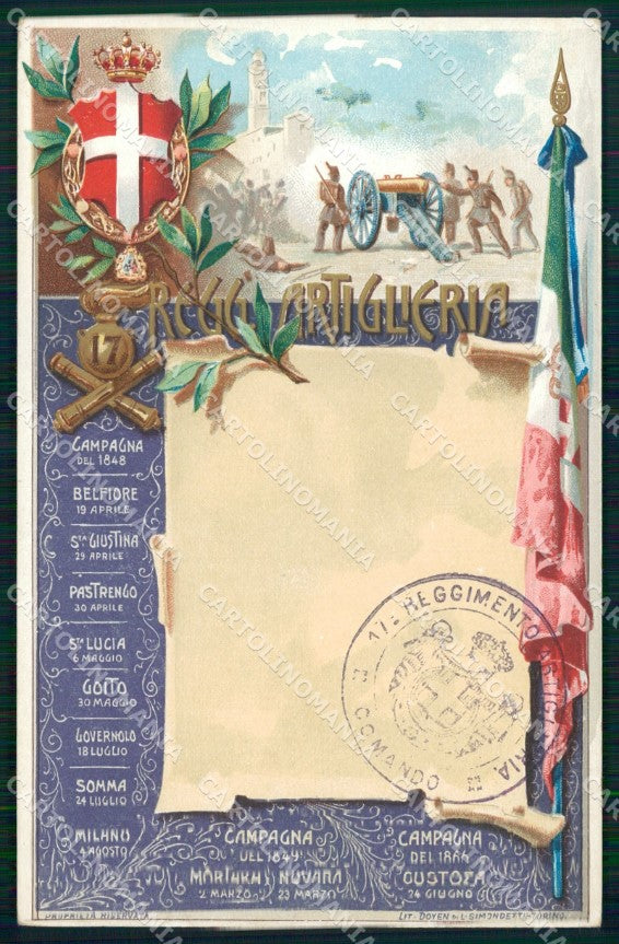 Militari 17° Reggimento Artiglieria SCOLLATA cartolina XB6535 – fronte