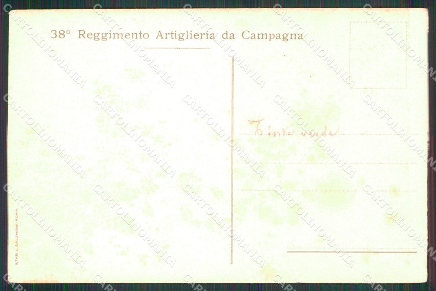 Militari 38° Reggimento Artiglieria da Campagna cartolina XB6537 – retro