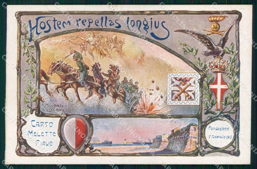 Militari 35° Reggimento Artiglieria da Campagna 1919 ABRASA cartolina XB6540 – fronte