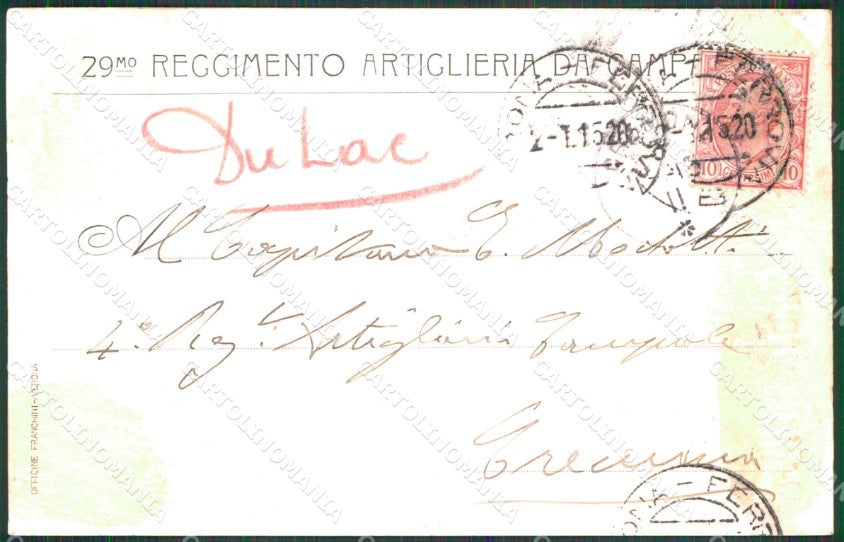 Militari 29° Reggimento Artiglieria da Campagna Verona PIEGA cartolina XB6544 – retro