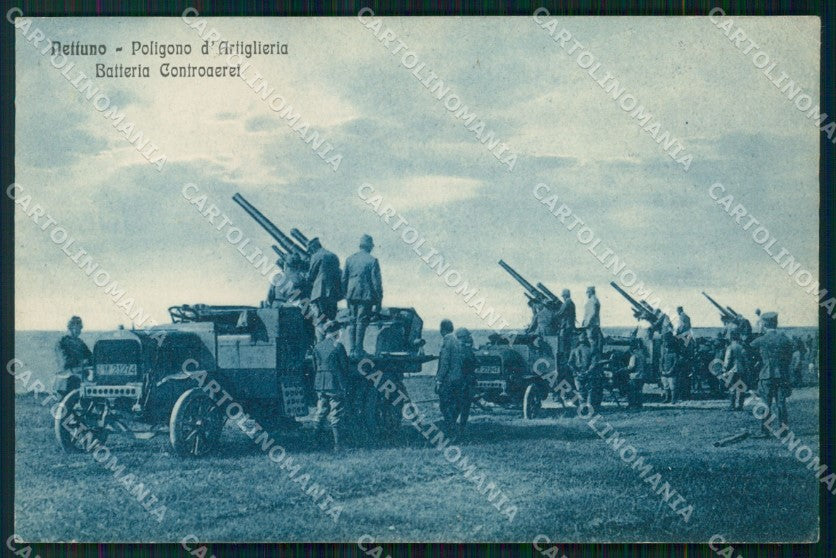 Militari Roma Nettuno Poligono Artiglieria Batteria Controaerei cartolina XB6553 – fronte