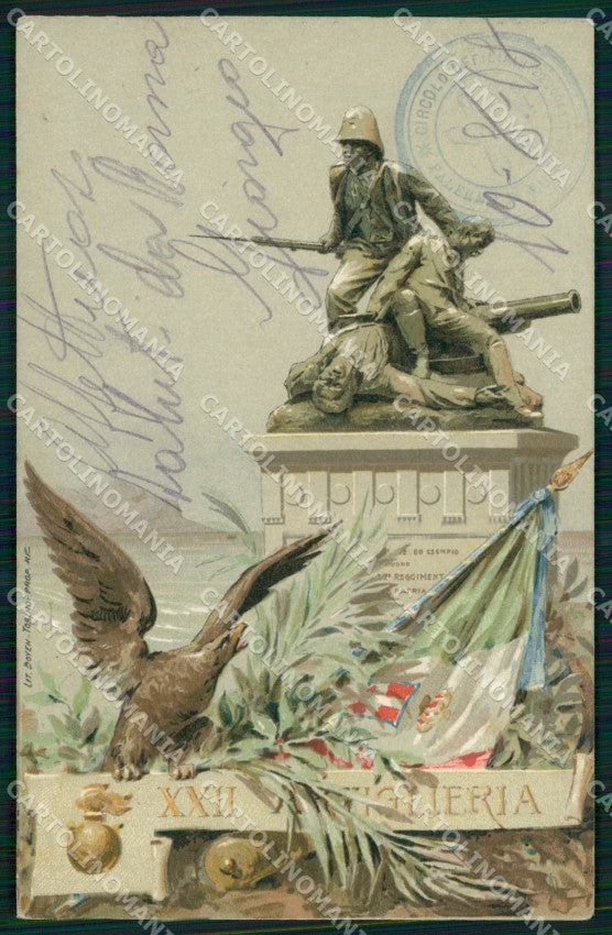 Militari 22° Reggimento Artiglieria Palermo Batteria Masotto cartolina XB6555 – fronte