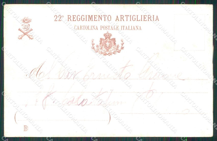 Militari 22° Reggimento Artiglieria Palermo Batteria Masotto cartolina XB6555 – retro