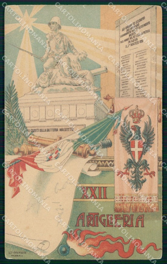Militari 22° Reggimento Artiglieria Palermo Masotto STRAPPINO cartolina XB6559 – fronte