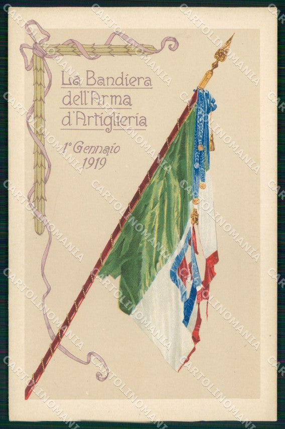 Militari Tricolore Bandiera Artiglieria cartolina XB6580 – fronte
