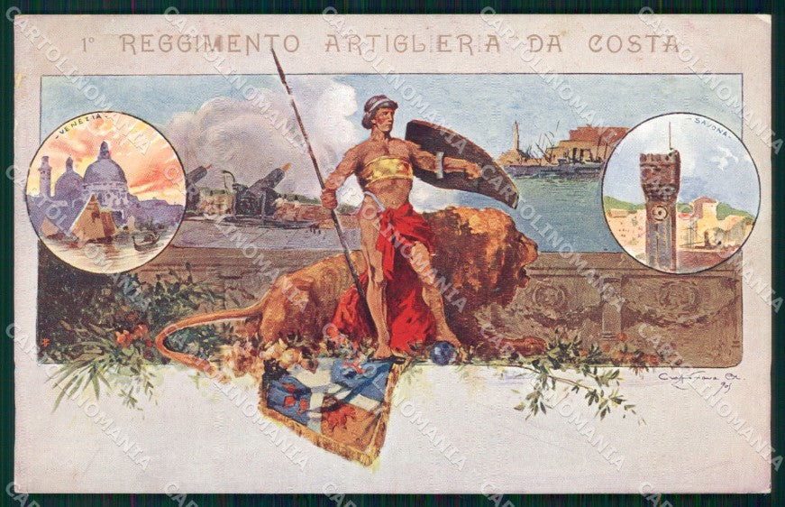 Militari 1° Regg Artiglieria da Costa Venezia Savona Craffonara cartolina XB6590 – fronte