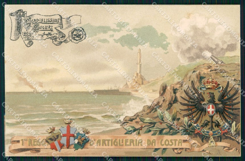 Militari 1° Reggimento Artiglieria da Costa Genova cartolina XB6594 – fronte