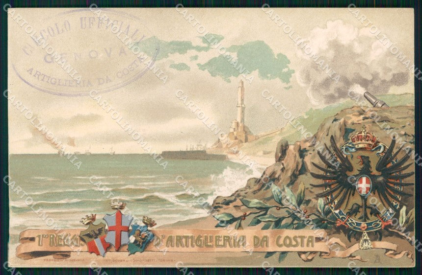 Militari 1° Reggimento Artiglieria da Costa Genova cartolina XB6595 – fronte