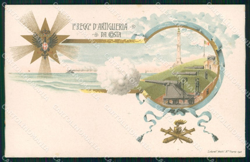 Militari 1° Reggimento Artiglieria da Costa Genova cartolina XB6598 – fronte