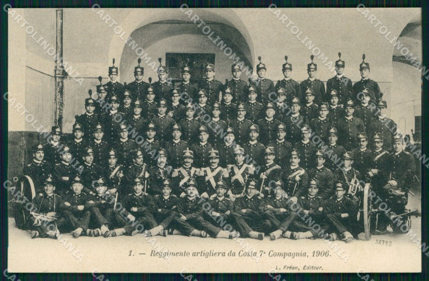 Militari Reggimento Artiglieria Costa Genova 7ª Compagnia 1906 cartolina XB6600 – fronte