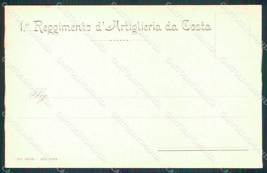 Militari 1° Regg Artiglieria da Costa Genova Ricordo Chiamata cartolina XB6602 – retro