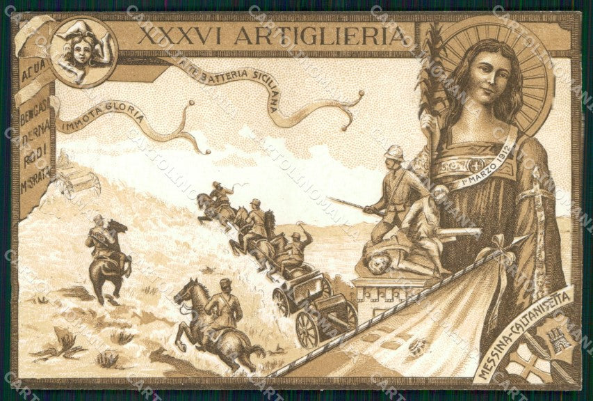 Militari 36° Reggimento Artiglieria Messina Caltanisetta cartolina XB6605 – fronte