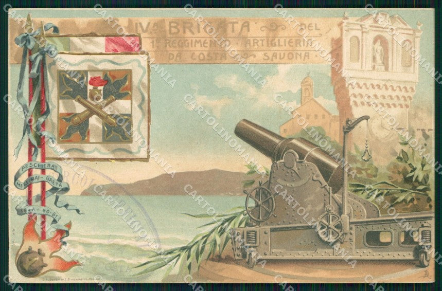 Militari 1° Reggimento Artiglieria da Costa Brigata Savona cartolina XB6624 – fronte