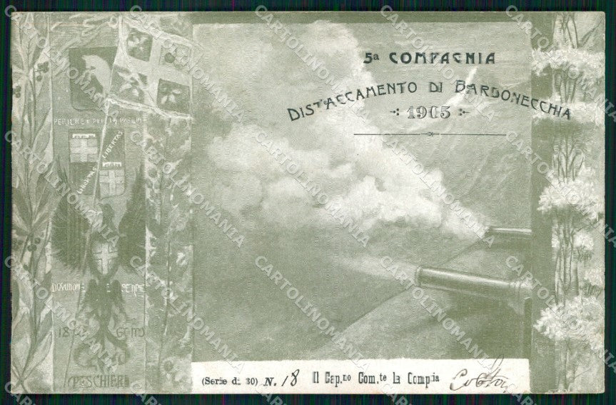 Militari 1° Regg Artiglieria Fortezza 5ª Compagnia Bardonecchia cartolina XB6631 – fronte