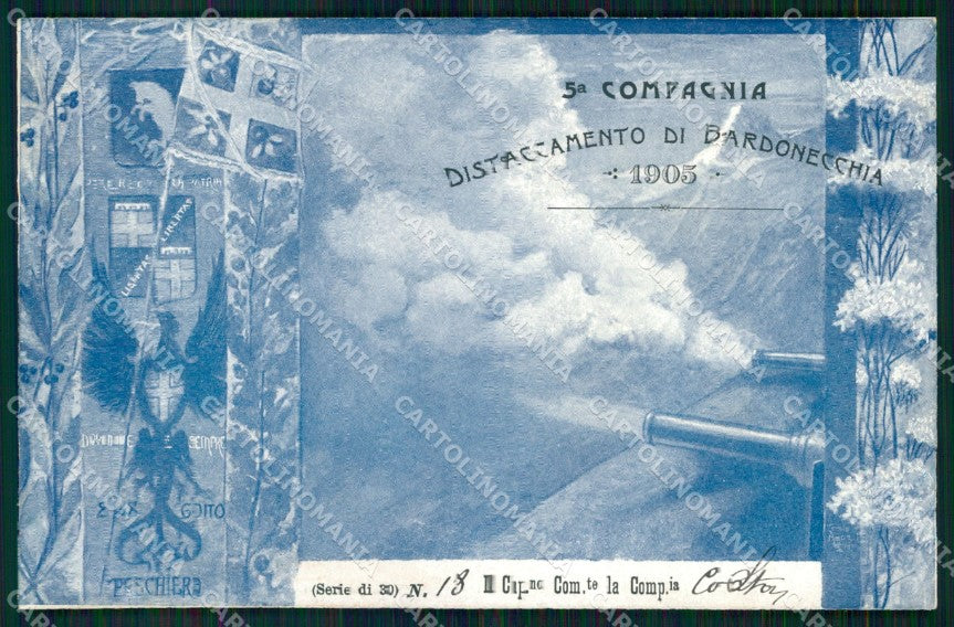 Militari 1° Regg Artiglieria Fortezza 5ª Compagnia Bardonecchia cartolina XB6656 – fronte