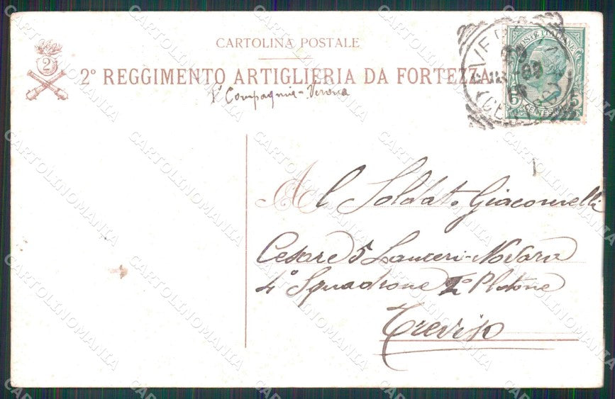 Militari 2° Reggimento Artiglieria da Fortezza cartolina XB6675 – retro