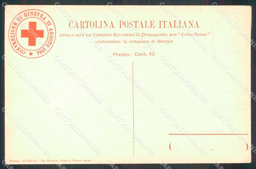 WW1 WWI Propaganda Croce Rossa CRI Firenze Gorizia cartolina XB6727 – retro