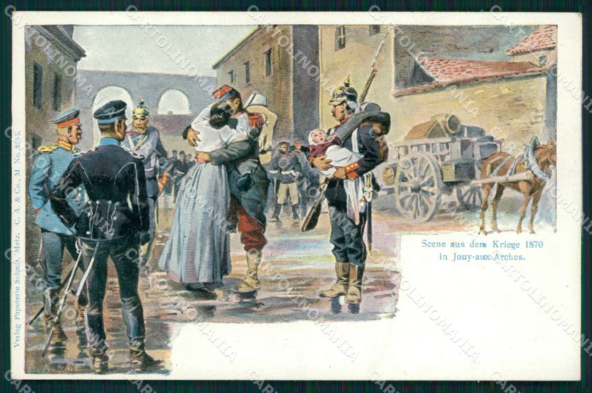 Militari Moselle Jouy aux Arches Soldat Kriege 1870 cartolina XB6734 – fronte