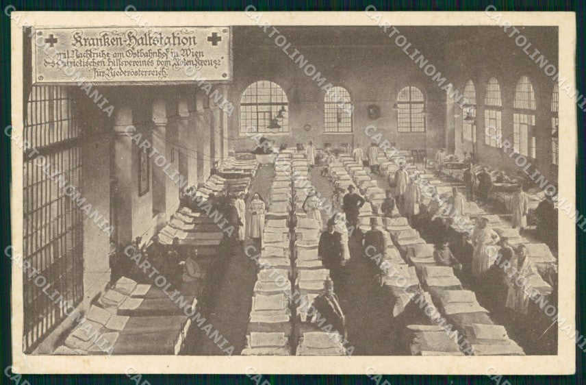 WW1 WWI Propaganda Wien Rotes Kreuz Kranken Haltstation PIEGHE cartolina XB6743 – fronte