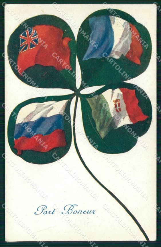 WW1 WWI Propaganda Alleati Bandiere Port Boneur Flags cartolina XB6767 – fronte