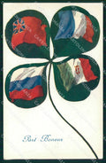 WW1 WWI Propaganda Alleati Bandiere Port Boneur Flags cartolina XB6767 – fronte