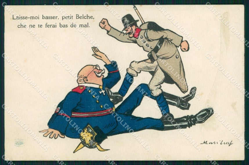 WW1 WWI French Propaganda Anti German CREASED cartolina XB6785 – fronte