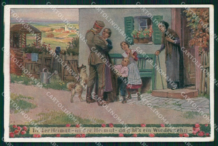 Artist Signed Illustratori Militari WWI Propaganda Paul Hey cartolina XB6794 – fronte