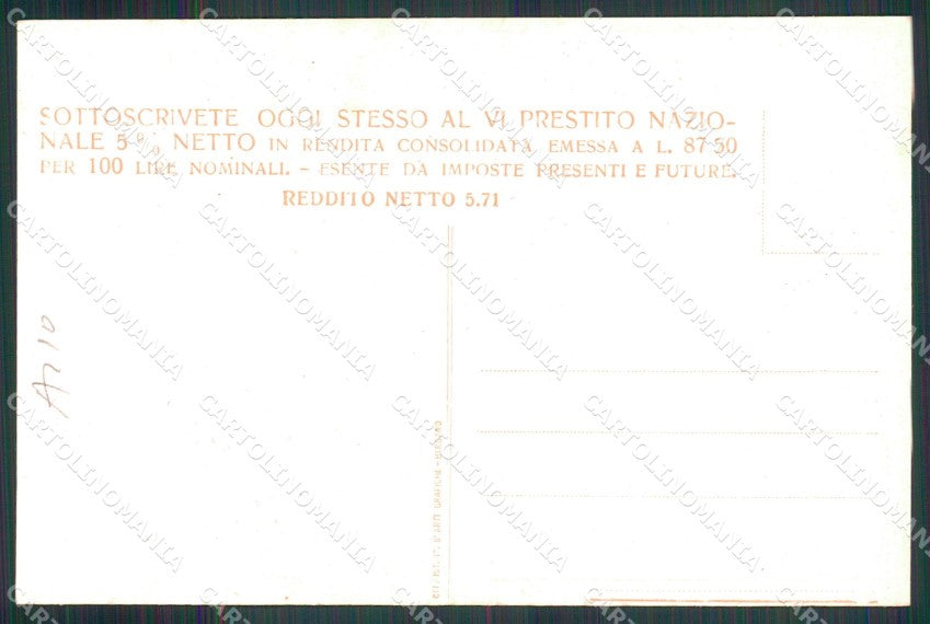 WW1 WWI Propaganda Prestito Nazionale Grondona cartolina XB6800 – retro