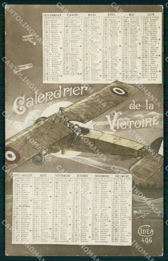 WW1 WWI Propaganda Francese Calendario 1917 Aviazione Foto cartolina XB6802 – fronte