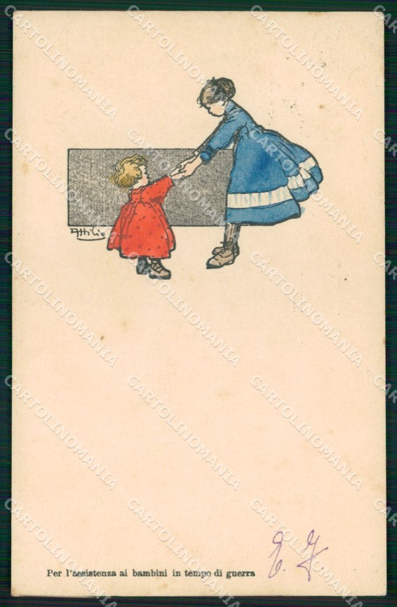 WW1 WWI Propaganda Italiana Assistenza Bambini Attilio cartolina XB6817 – fronte