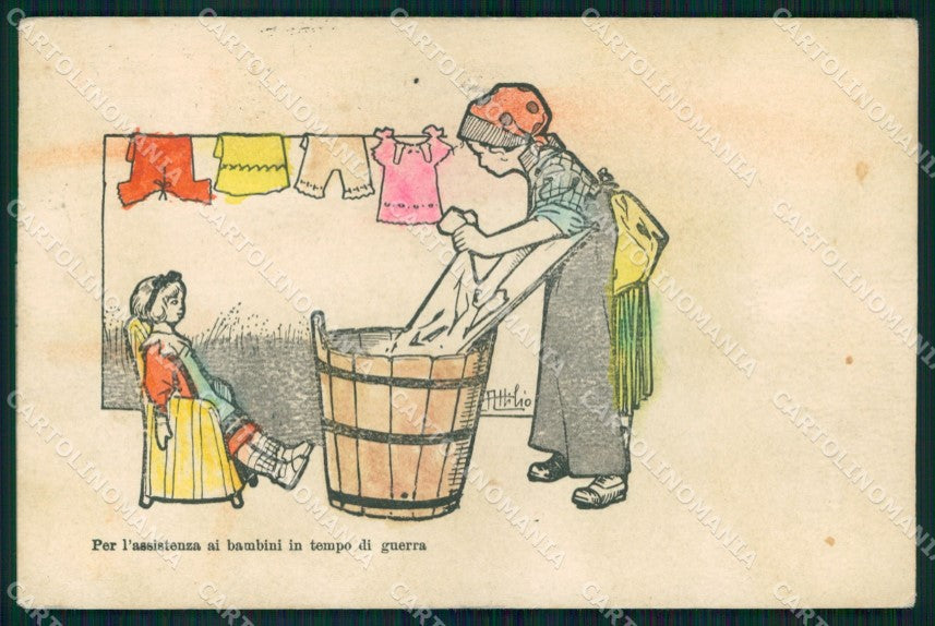 WW1 WWI Propaganda Italiana Assistenza Bambini Attilio cartolina XB6820 – fronte