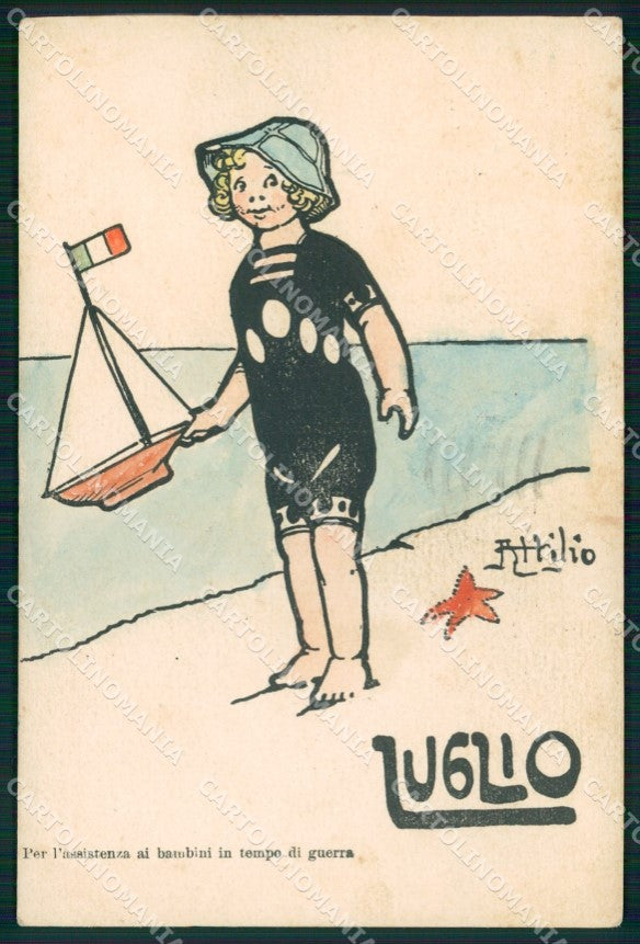 WW1 WWI Propaganda Italiana Assistenza Bambini Attilio cartolina XB6824 – fronte