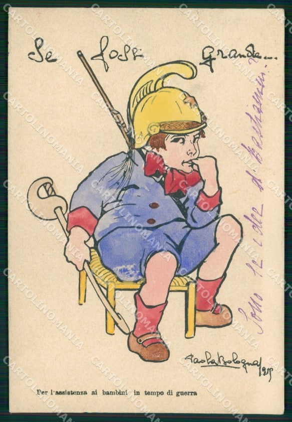 WW1 WWI Propaganda Assistenza Bambini Paola Bologna PIEGA cartolina XB6831 – fronte