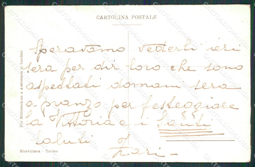 WW1 WWI Propaganda Italiana Assistenza Bambini N M cartolina XB6835 – retro