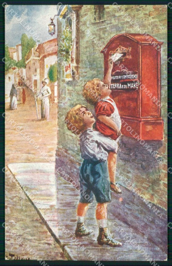 WW1 Propaganda Italiana Mailbox Combattenti Terra Mare Tallone cartolina XB6844 – fronte