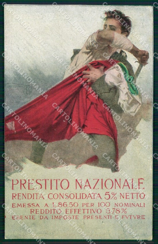 WW1 Propaganda Italiana Prestito Nazionale Tricolore Borgoni cartolina XB6859 – fronte